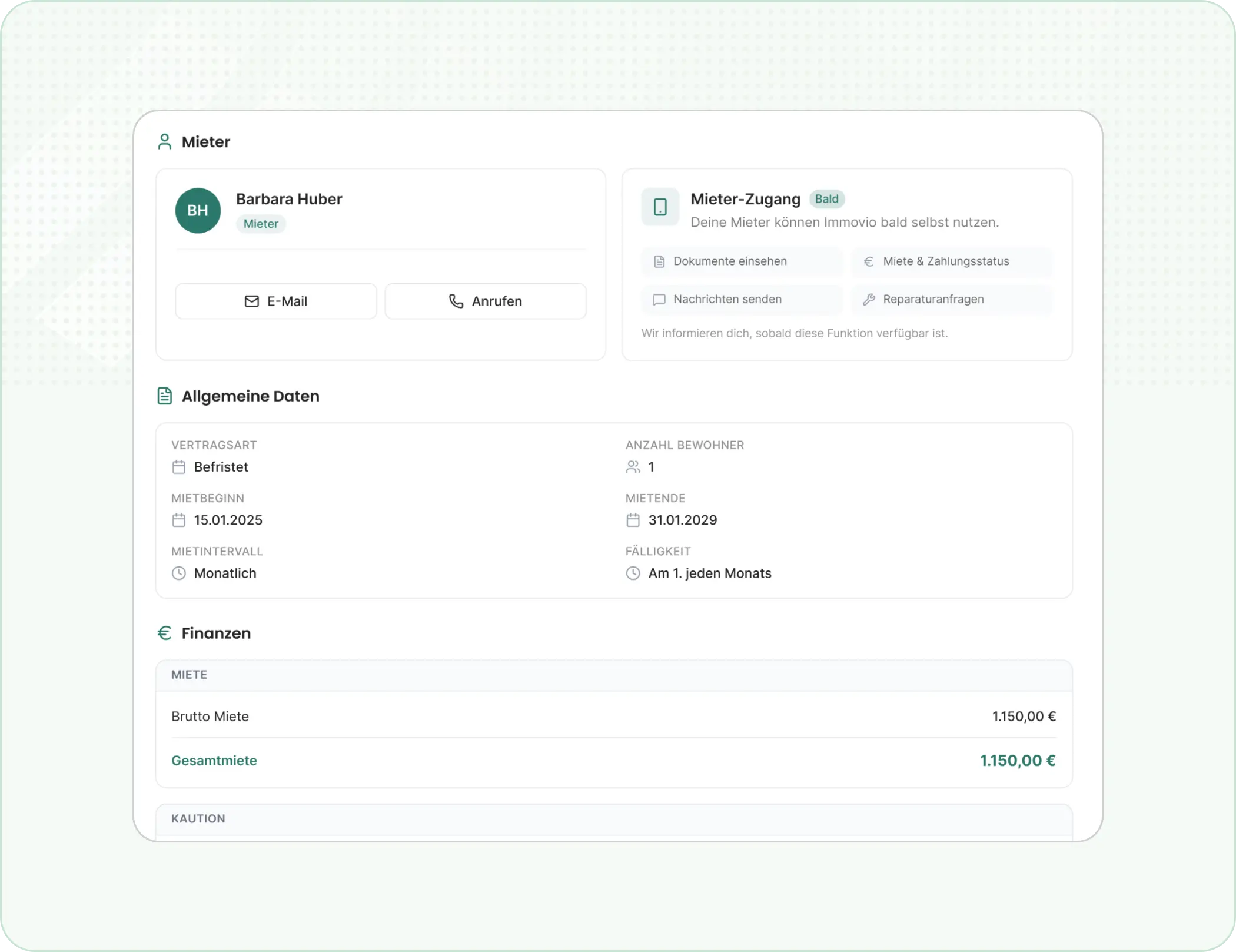 Mietverhältnis digital erfassen in immovio